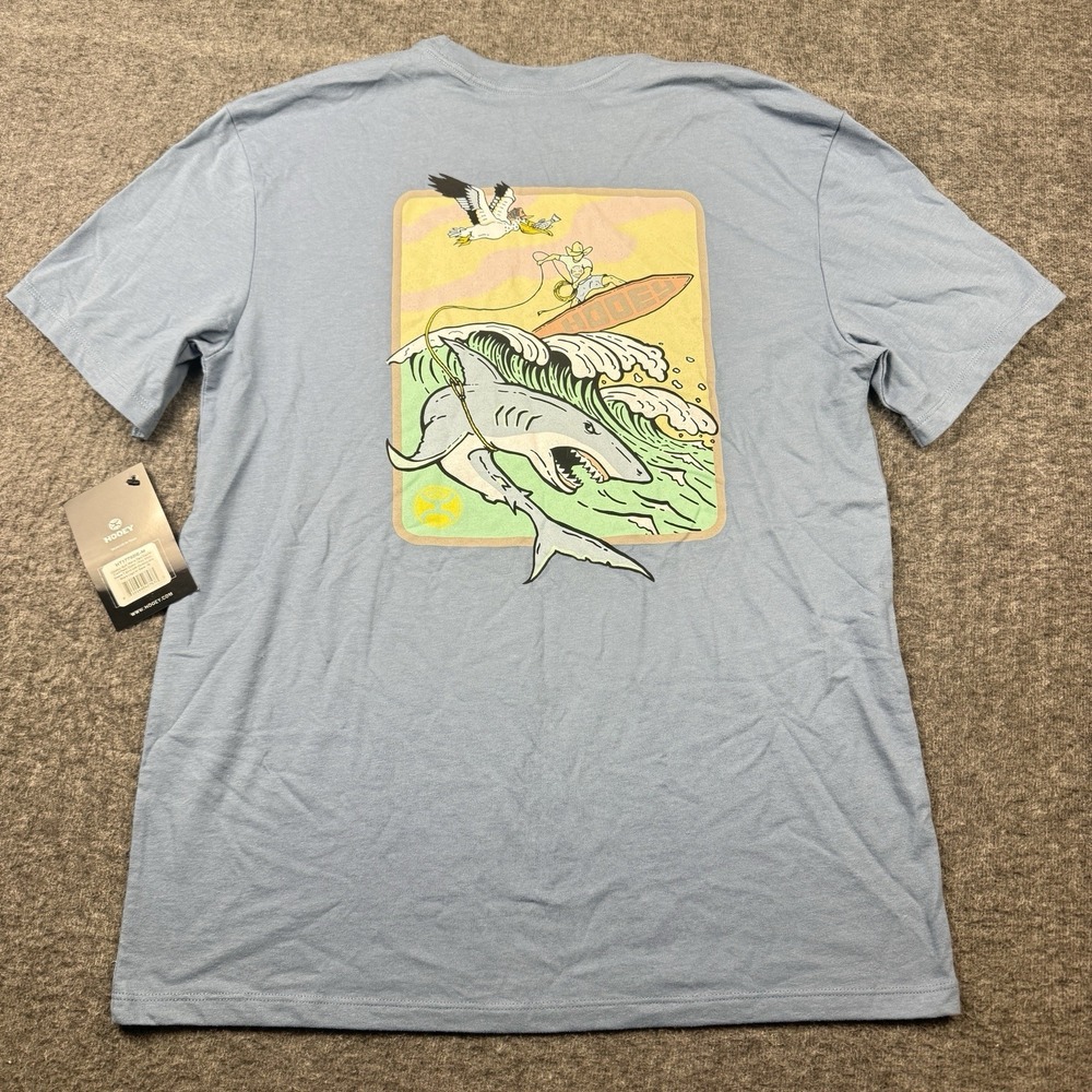 Hooey Shirt Mens Medium Blue Cowboy Surf Shark Rodeo Short Sleeve Western NEW